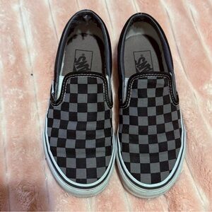 Vans Kids Black and Gray Checkered Slip-On Sneakers